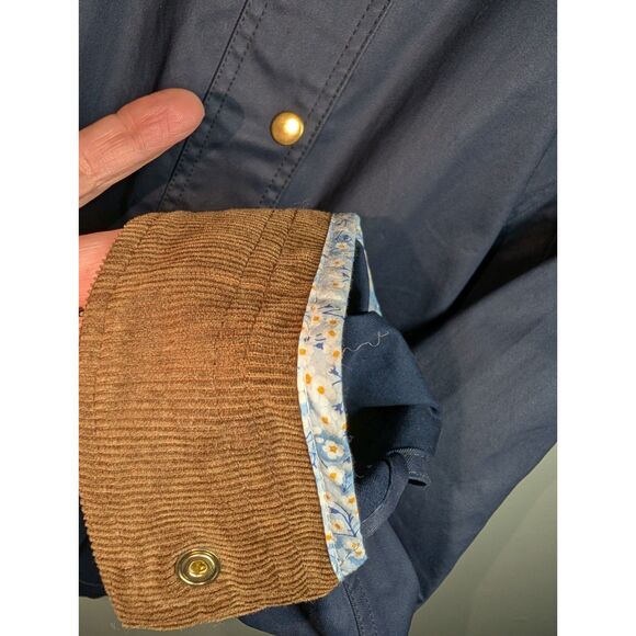 J.Crew Navy Barn Jacket with Liberty Floral Print Fabric, Women's Size L - Picture 11 of 16